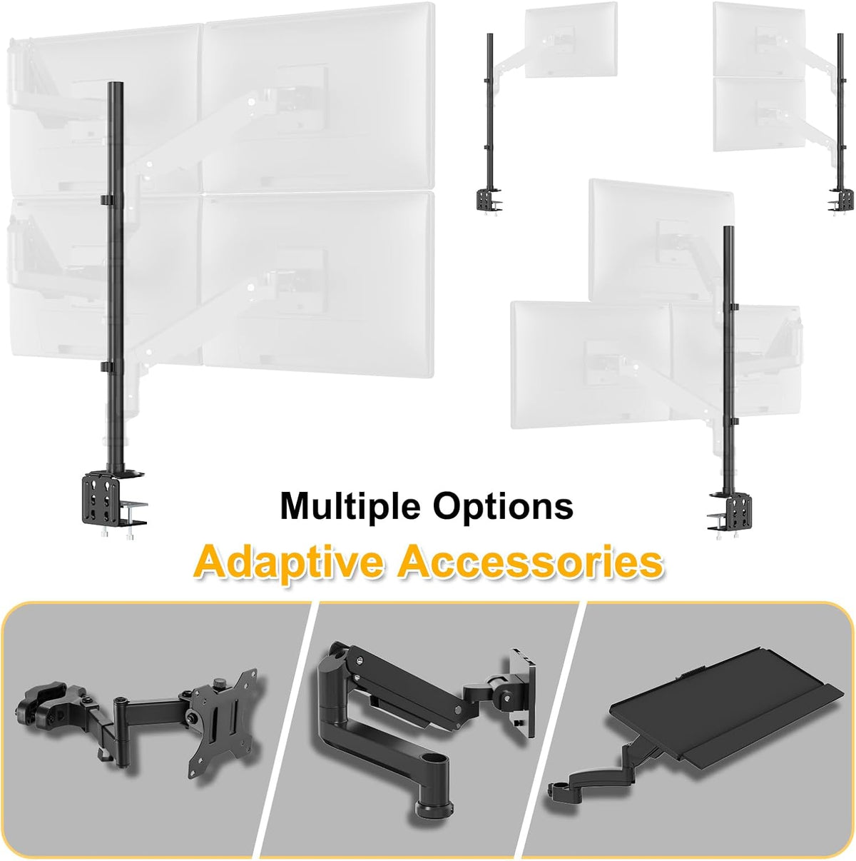 Steel Extra Tall 32 Inch 2-Section Monitor Stand Pole with Mounting Base