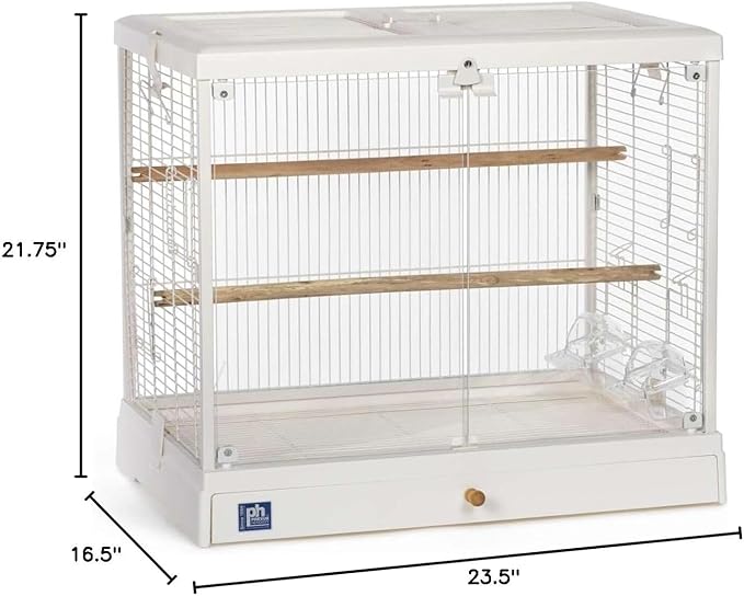 Earthy Elegance Charming Bird Cage with Elegant Design, Intricate Details, and Spacious Interior for Birds White/23.5" L x 16.5" W x 21.75" H