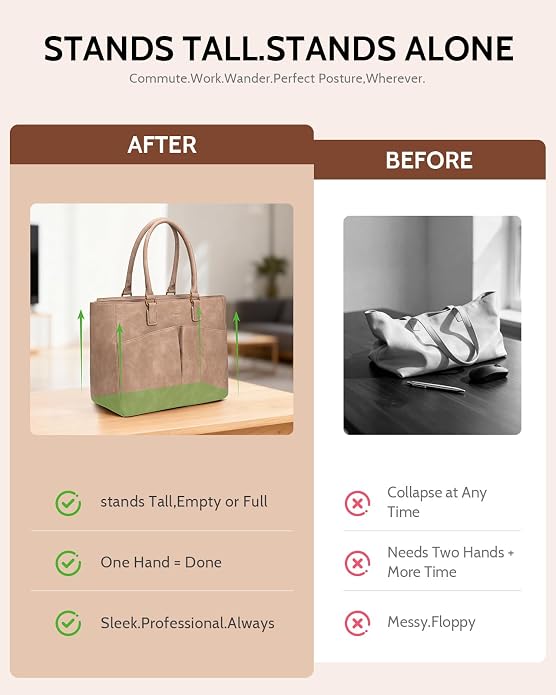 Laptop Tote Bag for Women, Leather Work Tote