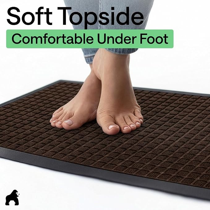 GORILLA GRIP 100% Waterproof All-Season WeatherMAX Doormat, US Designed Natural