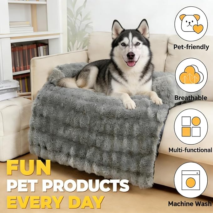 Dream Cloud Pet Sofa Bed for Dogs Cats, 2026 Washable Removable Calming Fluffy Plush Mat for Furniture Protector, Long Fur Non-Slip, for Small/Medium/Large Home Pets (Light Pink, S：27.6 * 24in)