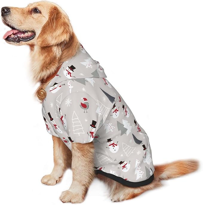 Christmas Gray Snowman Hoodie,Christmas Cosplay Dog Clothes with Pocket and Hat Winter Clothes Sweaters X-Small