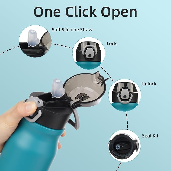 BJPKPK 25 oz Insulated Water Bottle, Stainless Steel Flask | Leak Proof Locking