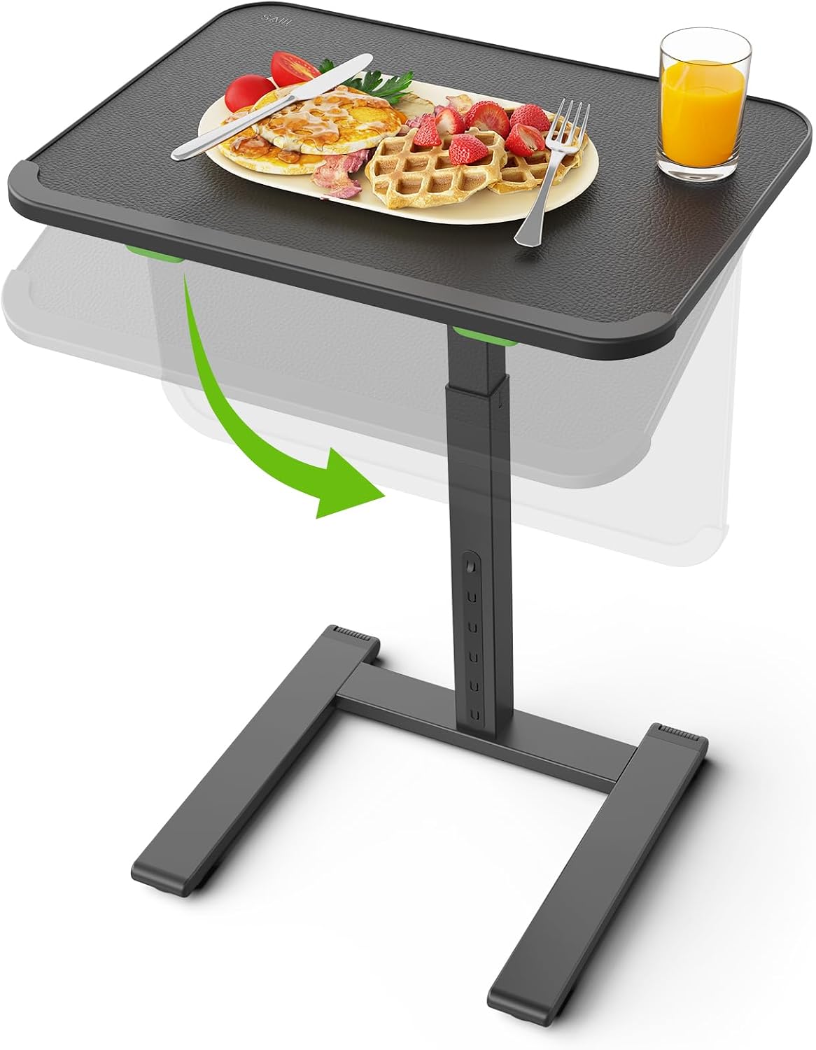 SAIJI Sturdy TV Tray Table with Wheels, Heavy Duty Metal TV Trays for Couch