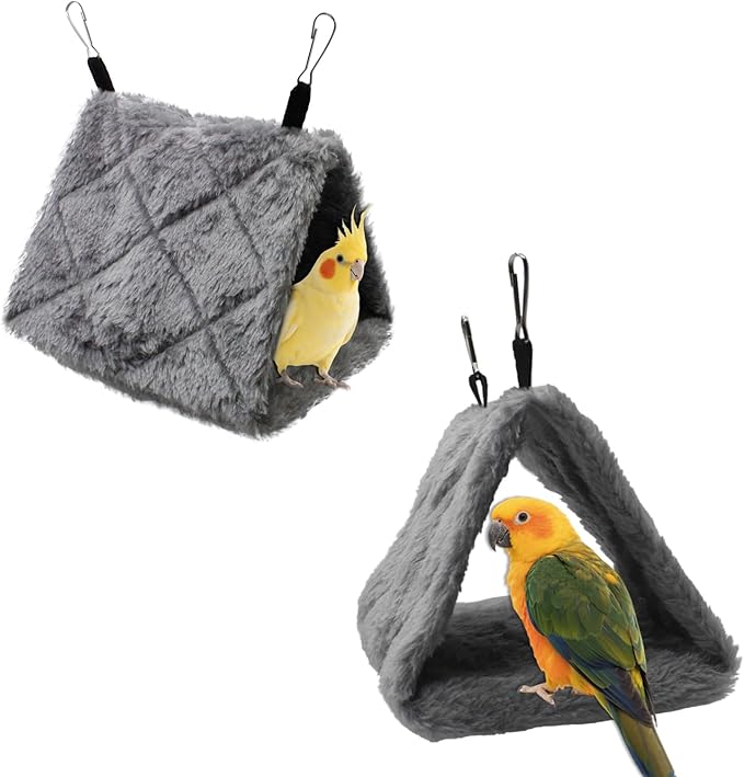 Warm Bird Nest House Shed Hut Parrot Sleeping Bed Hanging Hammock Snuggle Cave Birds Hut Hideaway Tent for Pet Peony Parrot Macaw Budgies Cockatiels Cockatoo Lovebird Size M (Grey)