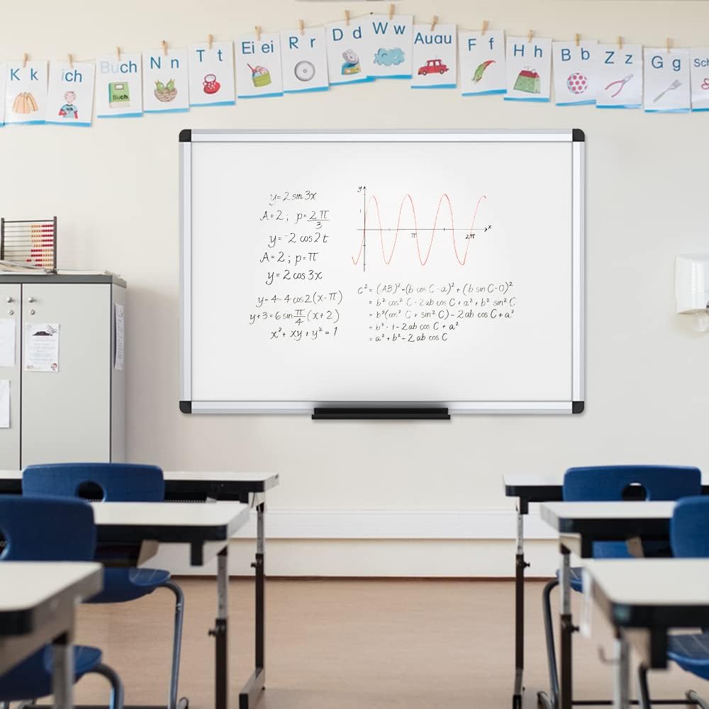 VIZ-PRO Magnetic Whiteboard, 36 x 24 Inches, Dry Erase Board for Wall