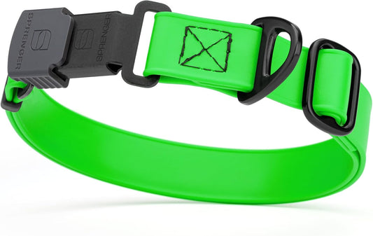 Dogline Biothane Waterproof Dog Collar with Herm Sprenger Stainless Steel Quick Release Buckle – Heavy Duty Tactical Durable Collar for Dogs – Comfortable and Safe Pet Collar, W 3/4" L 12-19", Green
