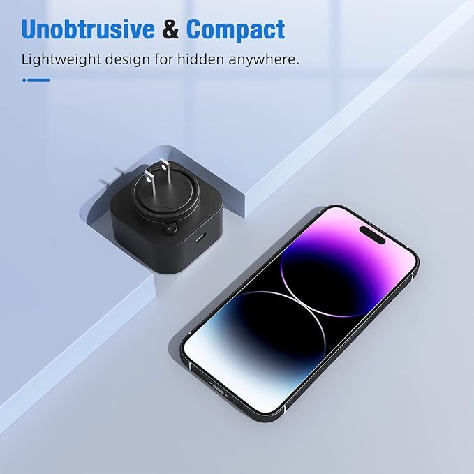 LIZVIE WiFi Spy Camera Charger - Remote View - 2.4G WiFi - Premium HD 1080P - Best Mini Camera for Pets Nanny - Real Time Monitoring - Wide-Angle 170° - iOS Android