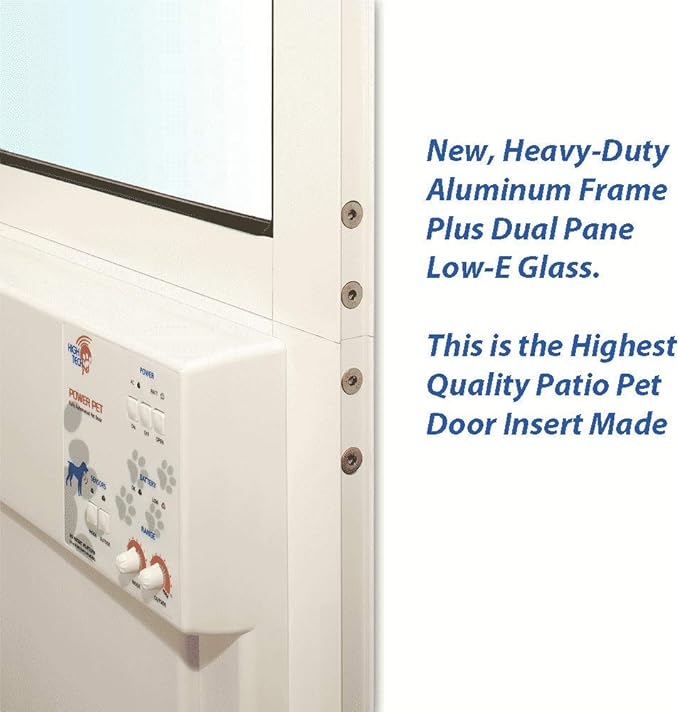 Power Pet Automatic Sliding Glass Patio Pet Door by High Tech Pet - Pet Operated Dog Door, Heavy-Duty Aluminum Frame (75" - 80 1/4"), Secure, Air Tight, for Cats and Dogs up to 30 lbs. Easy Install