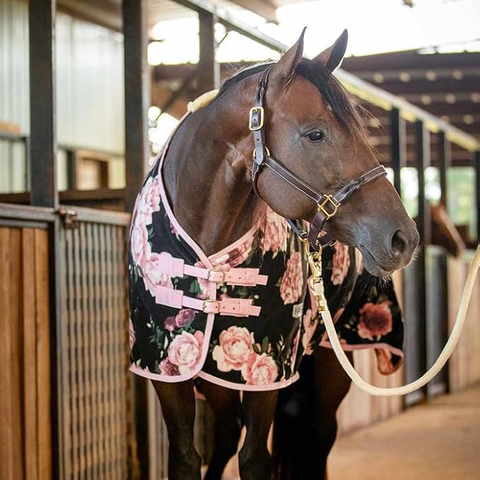 Jeffers Expression Fleece Cooler for Horses, Standard Neck, Rose Garden 87"- Equine Towel Blanket, Moisture Absorbent, Light Weight, Best for Drying, Exercise, Bathing, Adjustable Belly Bands