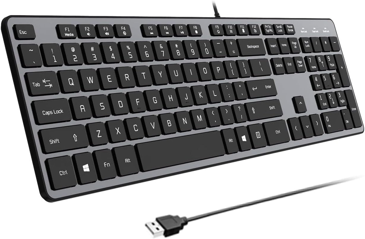 USB Wired Keyboard for Window,Comfortable Quiet Chocolate Keys, Durable Ultra-Slim Wired Computer Keyboard(QWERTY) for PC, Windows 11/10/8/7/XP/Vista KB1430
