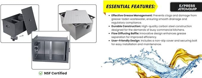 Commercial Carbon Steel Grease Trap Interceptor 30lb