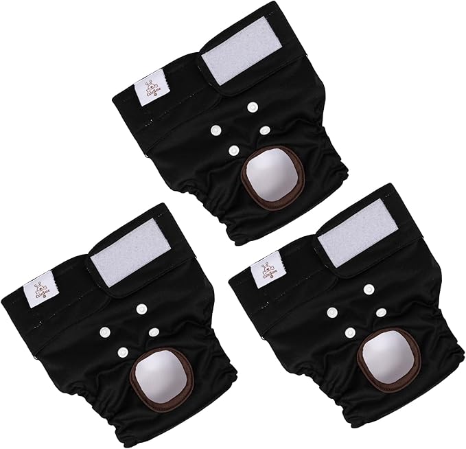CuteBone Dog Diapers Female Washable Small Medium Large 3 Pack Reusable Doggie Diapers Puppy Period Pants for Doggy Heat Cycle Peeing