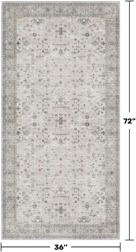 Light Grey 3x6 Large Boho Bathroom Rug