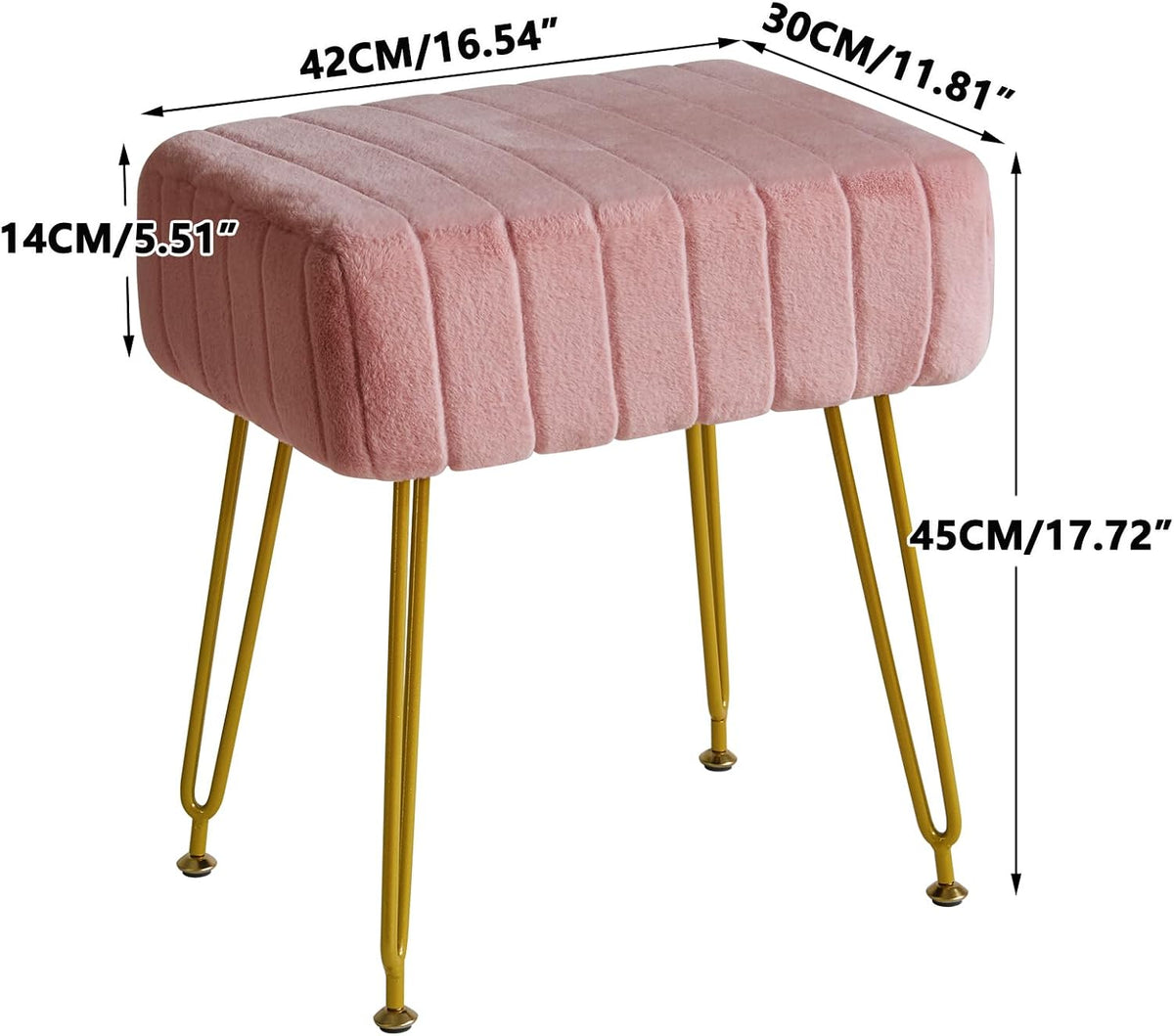 IBUYKE Makeup Vanity Stool, Velvet Rectangular Footrest, Pink LG-51P