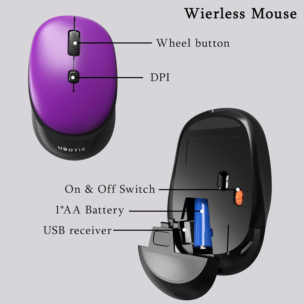 Colorful Wireless Computer Keyboards Mouse Combos (Black Purple)