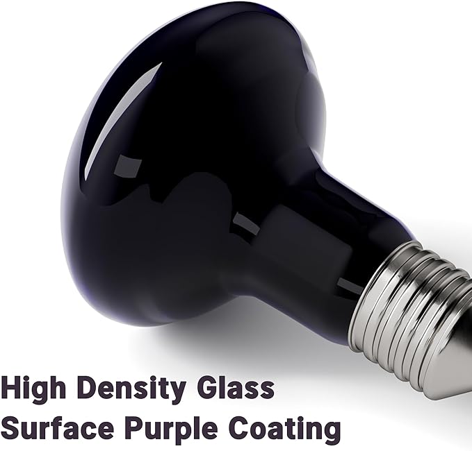 R80-100W Reptile Night Light Bulb, UVA Heat Lamp - Simulate Natural Moonlight, Purple Basking Lamp, 2000 Hours lifespan