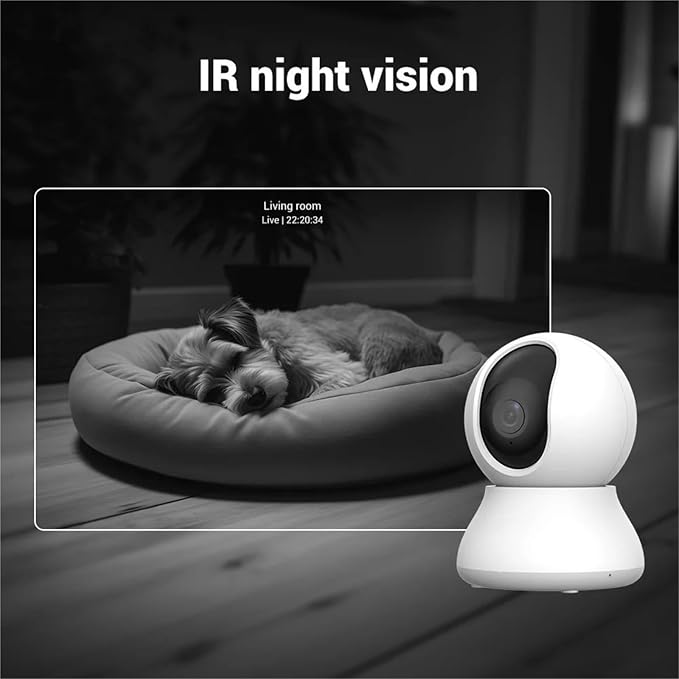 2.4G WiFi Indoor Camera 2K 3MP 360° PTZ Pet Dog IP CCTV Camera with Phone App 2-Way Talk Night Vision for Home Securi(EU Plug)