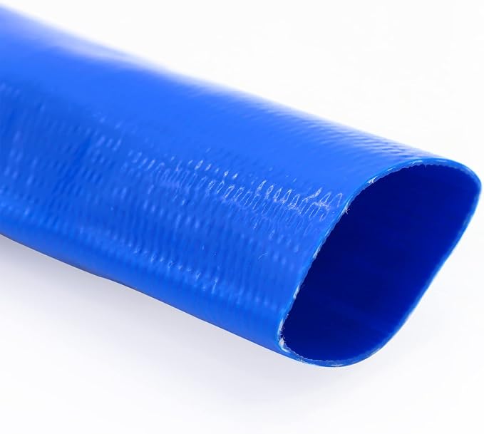 DAVCO 2" x 25 ft Pool Backwash Hose, Heavy Duty Reinforced Blue PVC Lay Flat