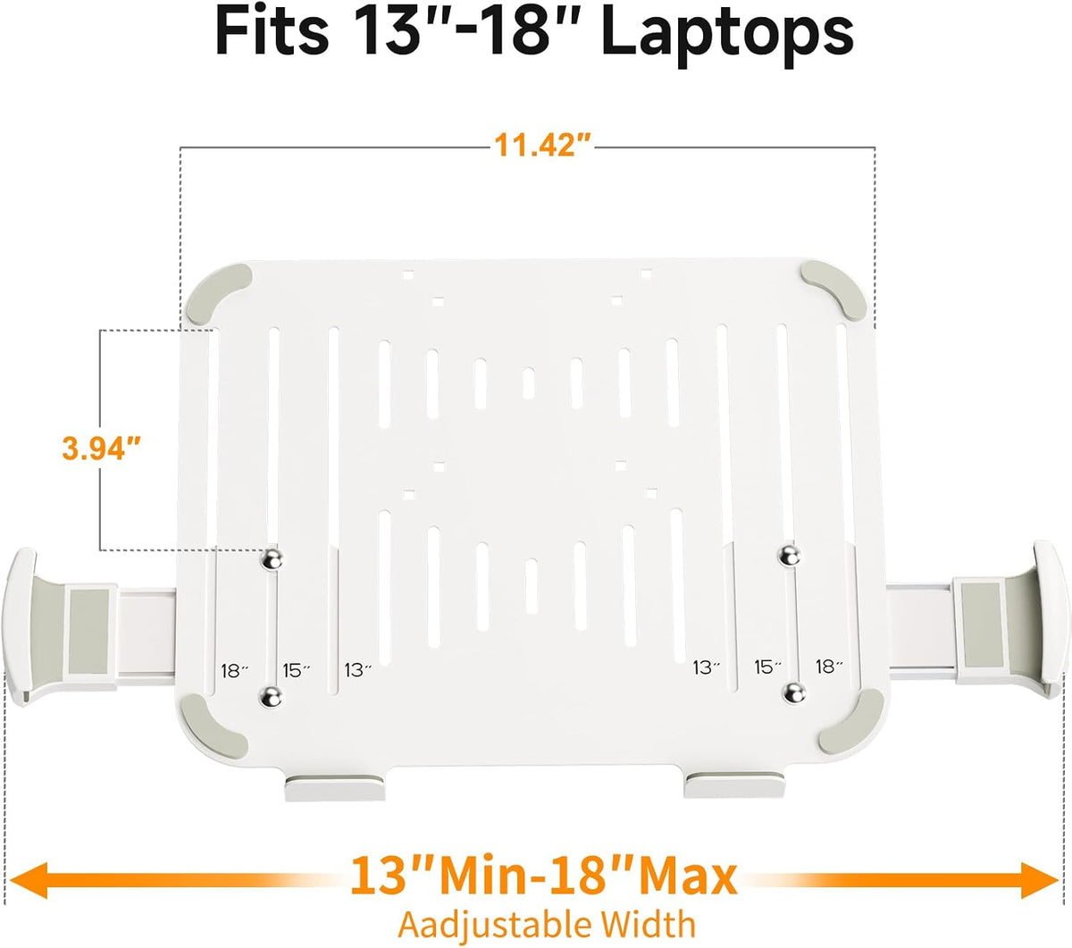 suptek Adjustable 13 to 18 inch Laptop VESA Arm Mount Tray for Monitor Arms and Stands (Tray Only),Fits 75x75/ 100x100 mm VESA Mount Holes,and Supports Weight up to 10lbs,White(TP007W)