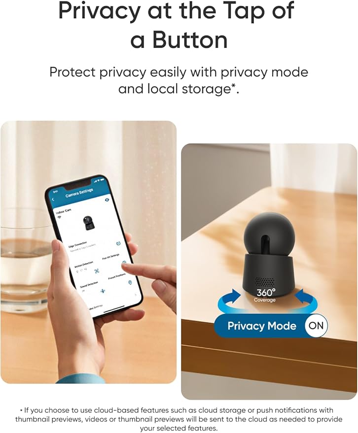 eufy Security 4K Indoor Camera E30,360° Pan Tilt,AI Auto Tracking,Color Night Vision,Pet/Baby/Nanny Monitor with Two-Way Audio,AI Human/Pet Detection,Works with HomeKit, No Monthly Fee, Black