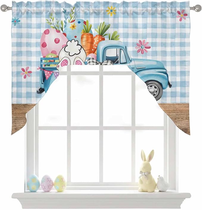 Swag Valance Curtains, Easter Truck
