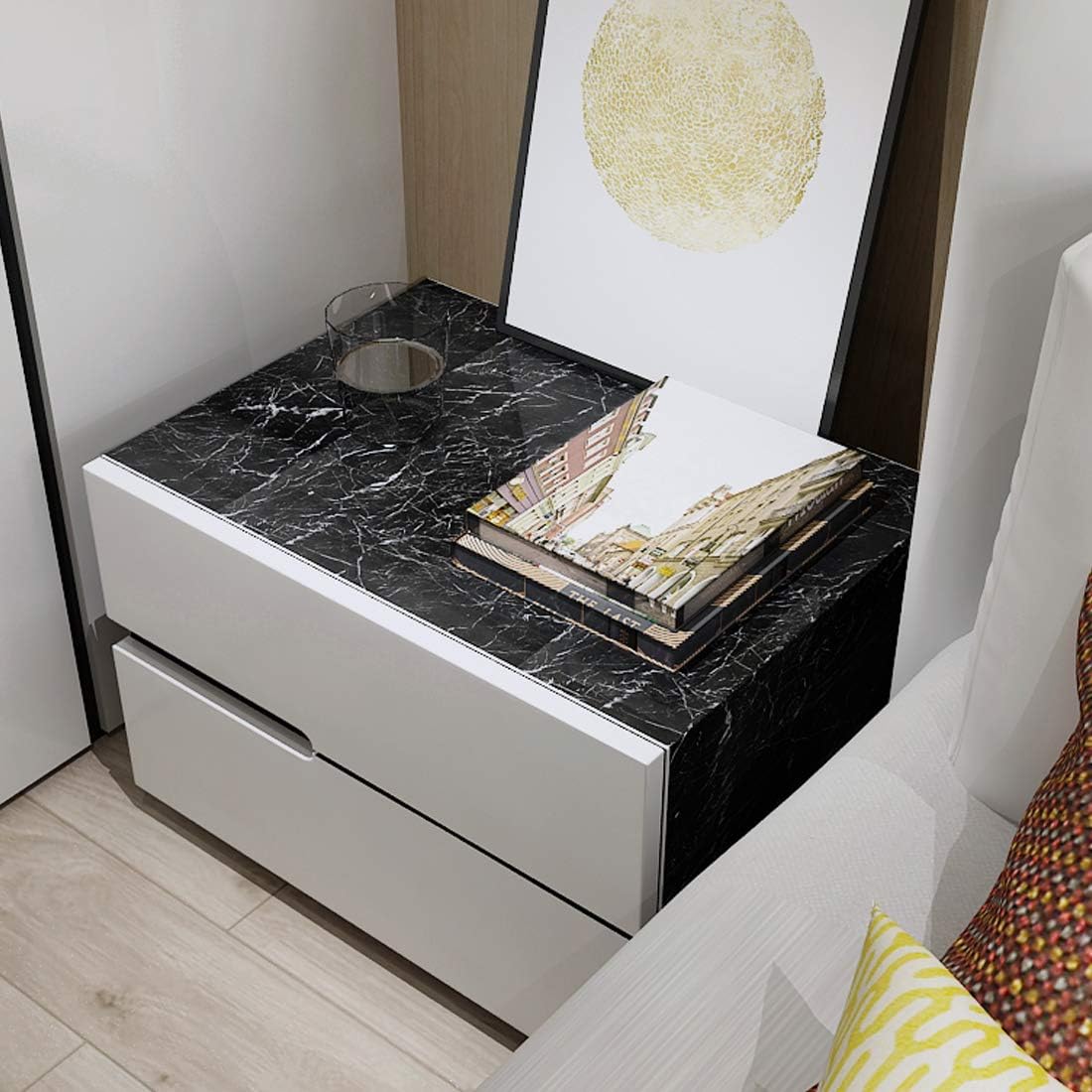 YENHOME Large Size 30"X118" Black Marble Peel and Stick Countertops Wrap for Kitchen Bathroom Waterproof Black Marble Contact Paper Self Adhesive Marble Peel and Stick Wallpaper Glossy Marble Paper
