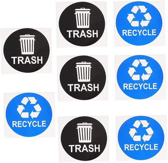 8pcs Trash Sorting Decals Self-Adhesive Waste Container Stickers