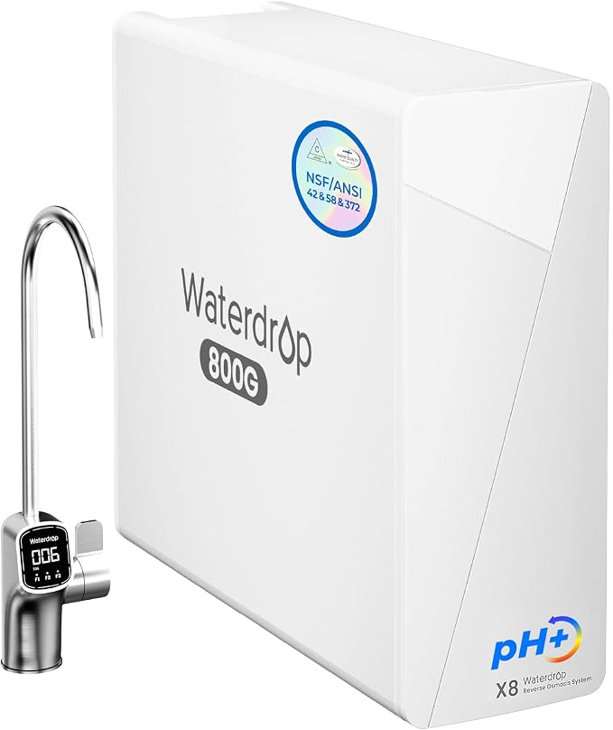Waterdrop X8-Alkaline Mineral pH+ Tankless Reverse Osmosis System, NSF/ANSI