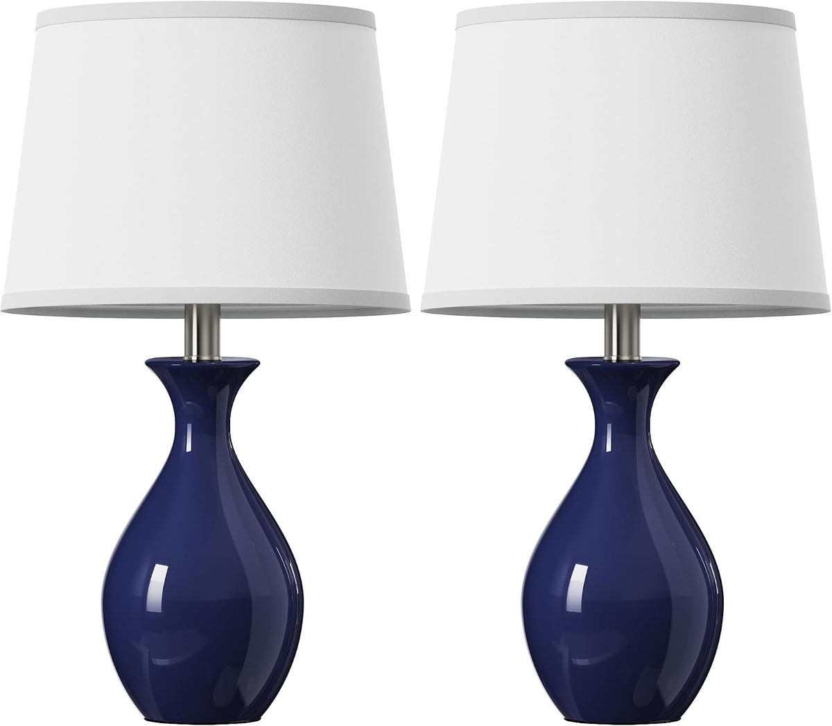 PARTPHONER Table Lamp Set of 2, Modern Ceramic Bedside Lamps for Night Stands, Classic Small Lamp Nightstand Lamp for Bedroom Living Room Desk End Table Rocker Navy Blue