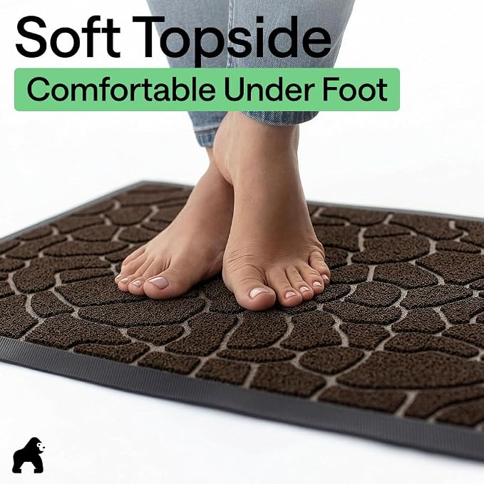 GORILLA GRIP 100% Waterproof All-Season WeatherMAX Doormat, US Designed Natural