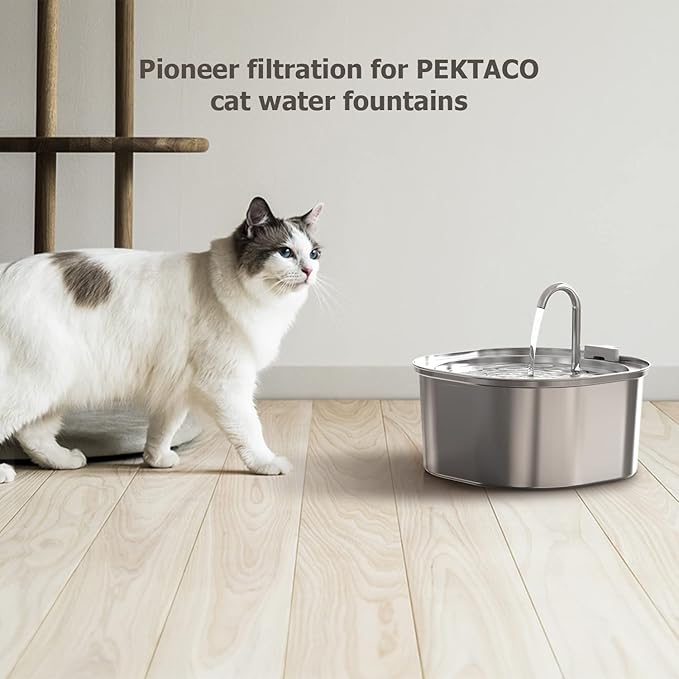 PEKTACO Cat Water Fountain Replacement Filters & Pre-Filter Sponges for 3.2L/108oz Automatic Pet Fountain, Dog Water Dispenser – 6 Pack Filters & 6 Pre-Filter Sponges