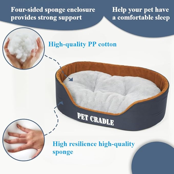 Dog Bed Orthopedic Dog Couch Bed, Waterproof Pet Bed with Removable Washable Mat & Non-Slip Bottom(Blue,19.69''X13.78'')