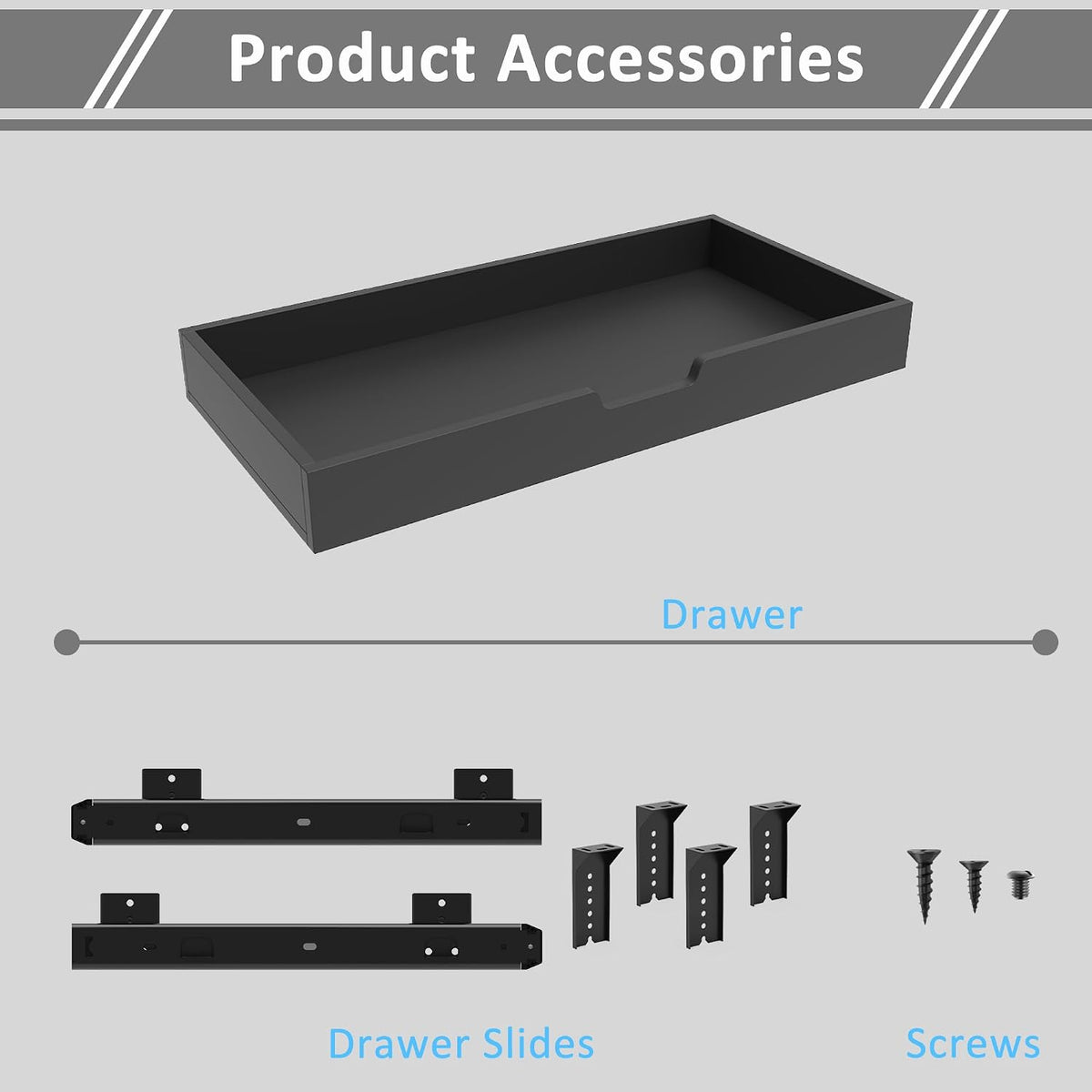 FRMSAET Office Products Sliding Drawer Keyboard Drawer (12”D x 24”W, Black)