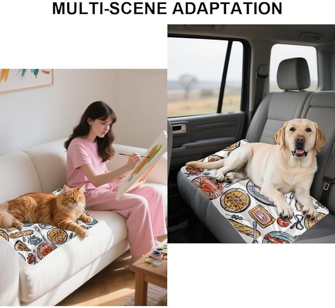 Colorful Sea Food Dog Beds and Furniture Crate Mats for Dog Cages Bed Pads Small Bed for Crate Washable Non-Slip Cushion Soft and Comfortable Pet Washable Pet Mat Cushions Indoor Outdoor 36X24 Inch