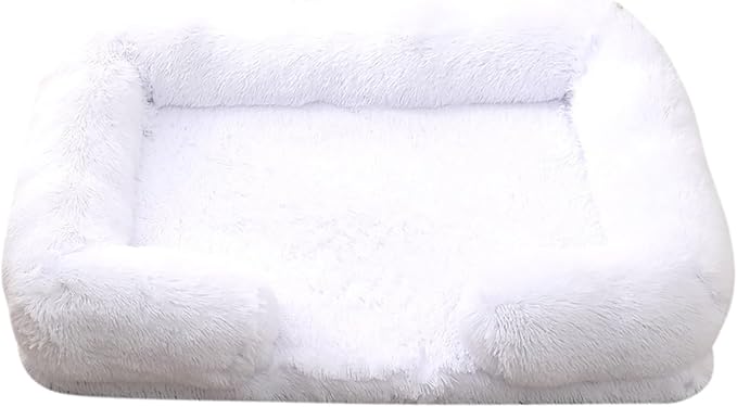 Dog Beds Large Sized dog Orthopedic, Sofa Dog Bed with Waterproof Lining and Nonskid Bottom, Rectangle Washable Dog Bed for Medium Small Dogs and Cats Comfortable ( Color : White , Size : 17 x 15" )