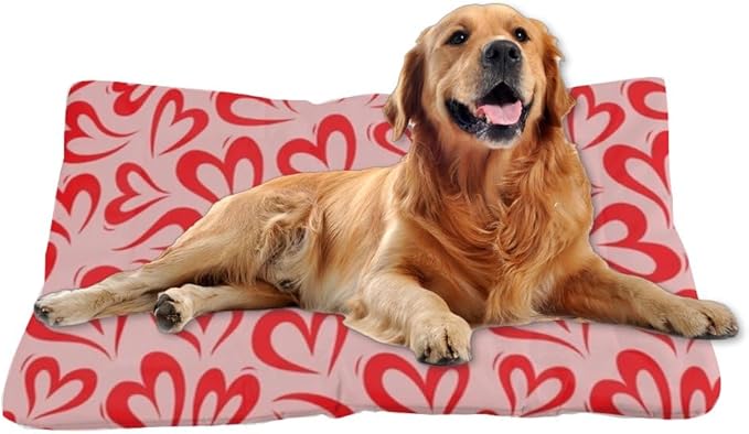 Comfortable Cat Beds with Anti- Slip Bottom, Love Hearts Valentine Gift Pet Sofa Dog Kennel Pad Puppy Dog Bed Cozy Mats for Indoor& Outdoor Sofa Cars, Machine Washable 24 × 18 inch