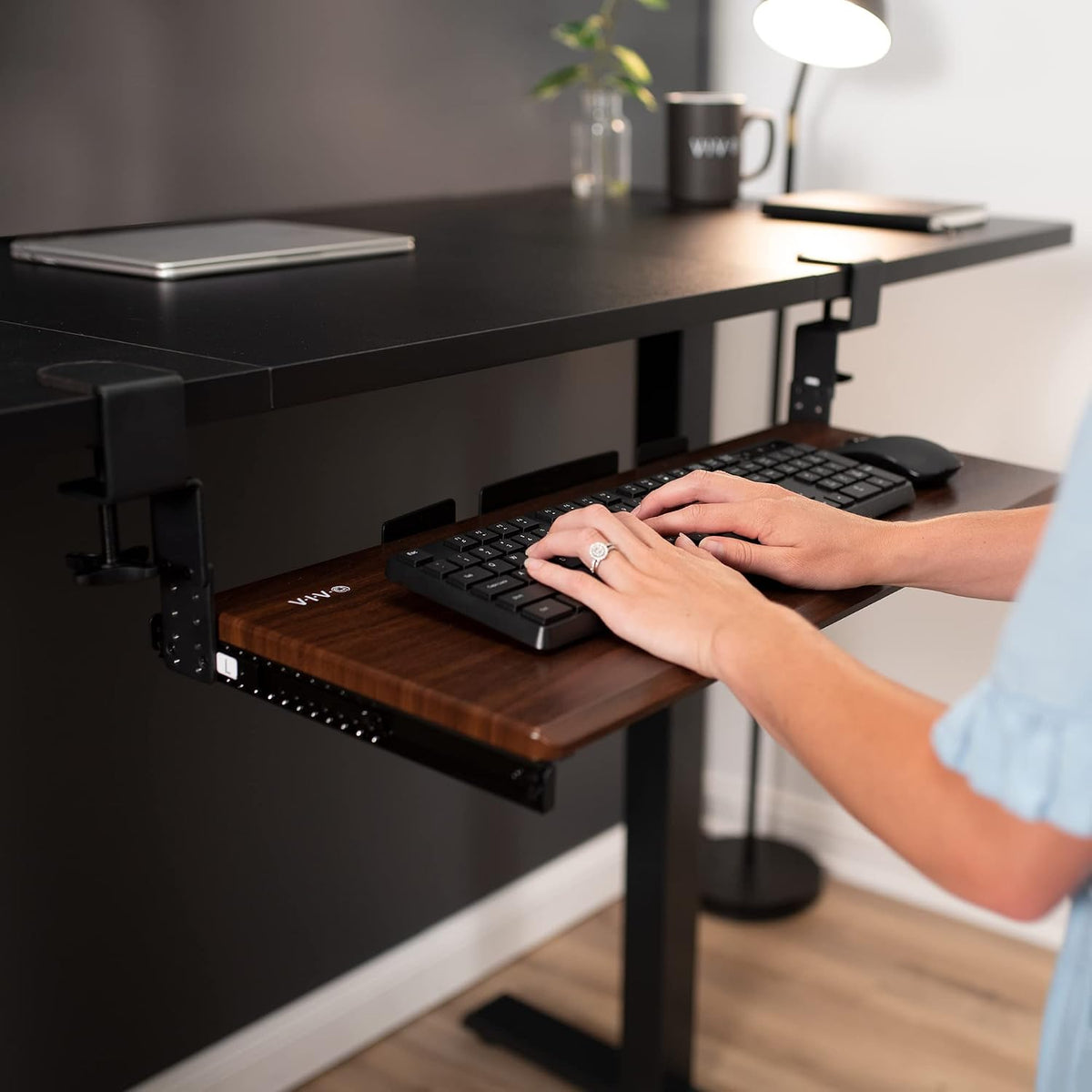 VIVO Black Clamp & 12" Rail Set for DIY Wooden Keyboard Tray, MOUNT-RAIL02H