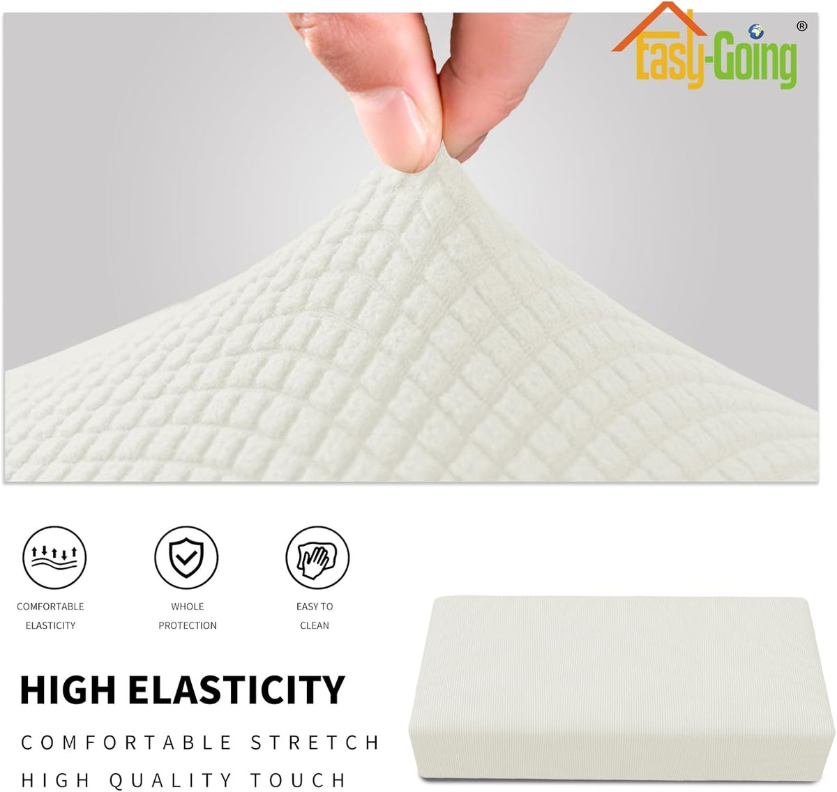 Easy-Going Stretch XX-Large Rectangle Ottoman Cover Cream