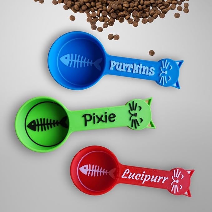 Personalized Cat Food Scoop, Cat Food Measuring Cup with Name, Kibble Scoop (10 oz - 1 1/4 cups)