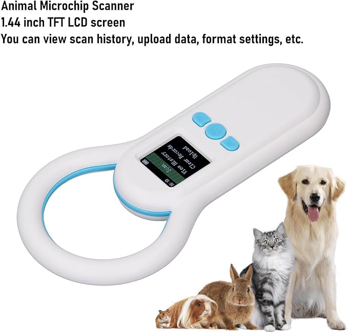 Zunate Animal Microchip Scanner 134.2Khz, 1.44 Inch TFT Screen Pet Chip ID Reader with Bluetooth 5.0 and USB Data Upload for ISO 11784 11785 FDXB Tag Management