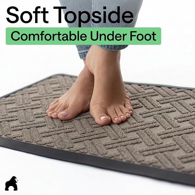 GORILLA GRIP 100% Waterproof All-Season WeatherMAX Doormat, US Designed Natural
