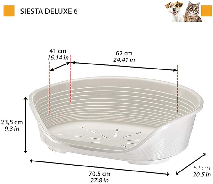 Ferplast Siesta Deluxe - Cat & Dog Bed - Medium, 100% Recycled Plastic, Washable, Breathable & Antislip - 62 x 41 x 23.5 CM, Black