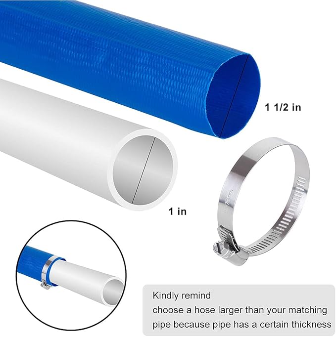 Eastrans 1 1/2 IN x 25 FT Pool Backwash Hose, Heavy Duty Flat Discharge Hose