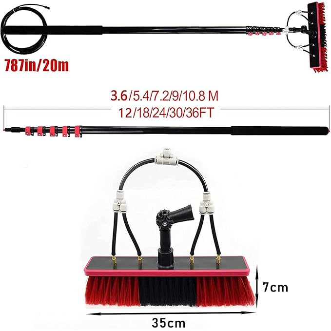 Spray Bar Kit Window Cleaning Brush, Outdoor Window Glass Solar Panel Cleaning