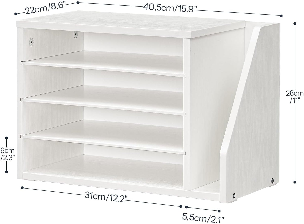 HOOBRO Mail Sorter, Literature Organizer with Adjustable Shelves, Paper Organizer for Office, Home, Wood Countertop File Holders, Mails, Magazines, White WT41WF01
