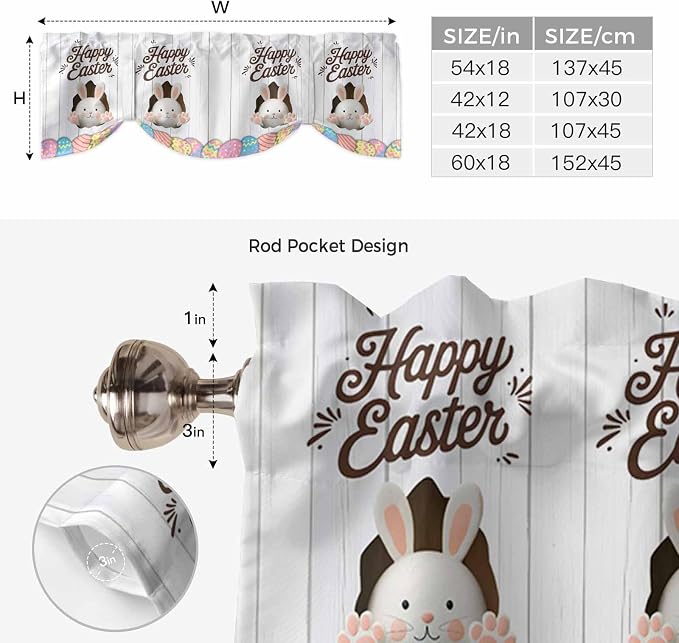 Grey Easter Tie Up Valance Curtains