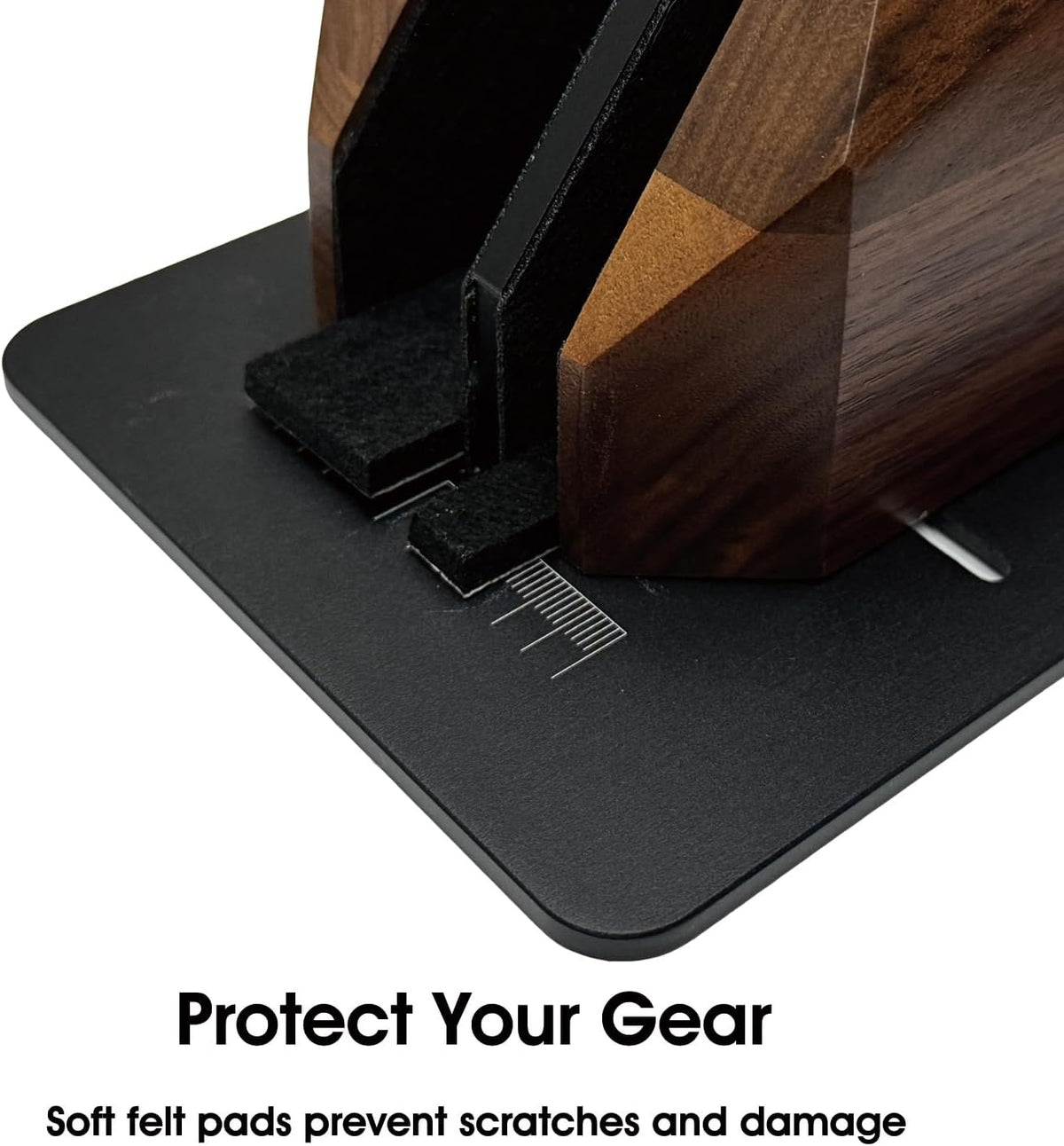Walnut Vertical Laptop Stand, Dual Slot Wood Laptop Holder for Desk