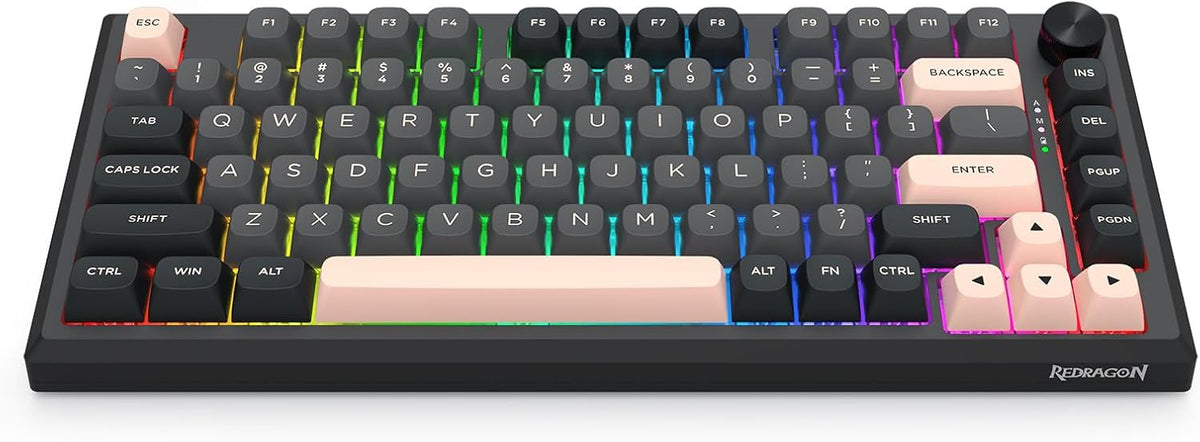 Redragon K687 PRO Wireless CNC Gasket Gaming Keyboard, 81 Keys Mechanical Keyboard w/Premium CNC Aluminum Board, Easy-Control Knob, 5-Layer Noise Dampening, Custom Linear Switch, Round PBT Keycaps