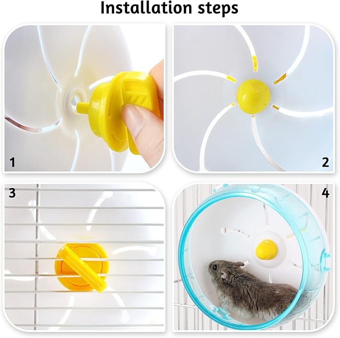 6.9 Inch Silent Hamster Exercise Wheel, Mount on Cage, for Dwarf Hamster, Pet Mouse